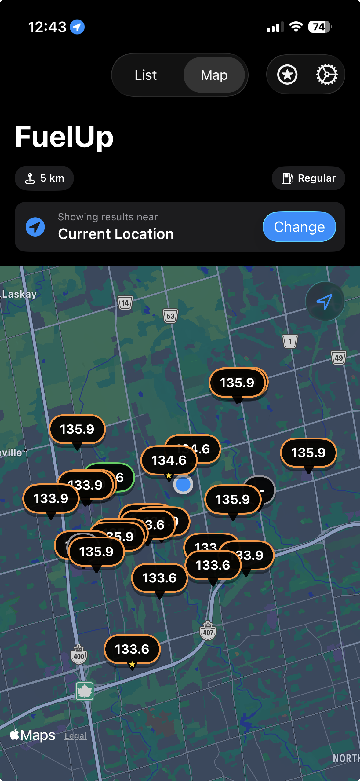 FuelUp: real-time fuel prices on a map